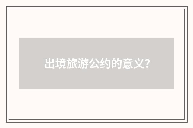 出境旅游公约的意义?