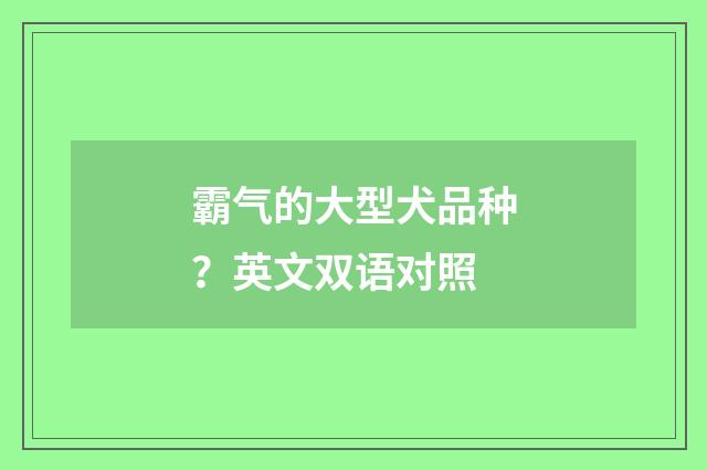 霸气的大型犬品种？英文双语对照