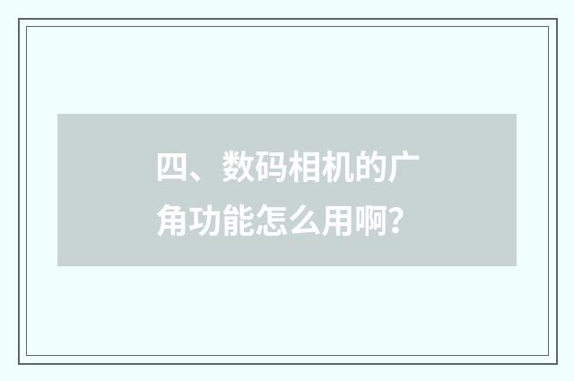 四、数码相机的广角功能怎么用啊？