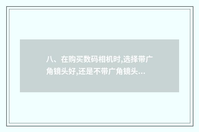 八、在购买数码相机时,选择带广角镜头好,还是不带广角镜头好?