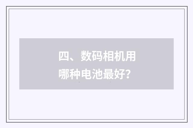 四、数码相机用哪种电池最好？
