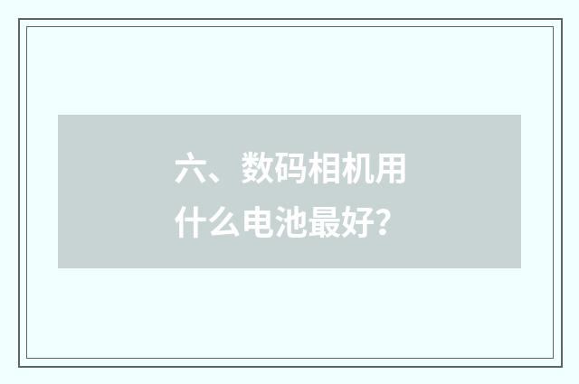 六、数码相机用什么电池最好？
