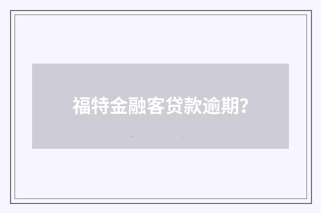 福特金融客贷款逾期？
