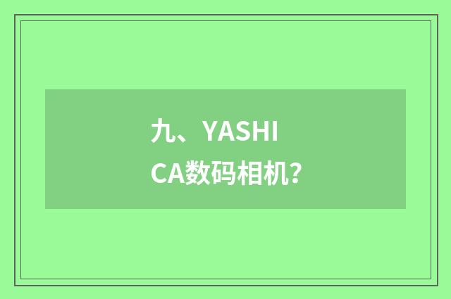 九、YASHICA数码相机？