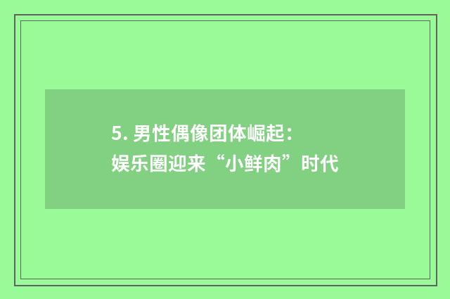 5. 男性偶像团体崛起：娱乐圈迎来“小鲜肉”时代