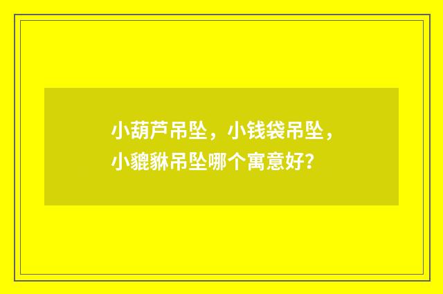小葫芦吊坠，小钱袋吊坠，小貔貅吊坠哪个寓意好？
