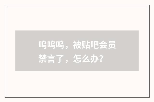 呜呜呜，被贴吧会员禁言了，怎么办？