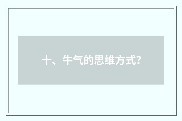 十、牛气的思维方式？