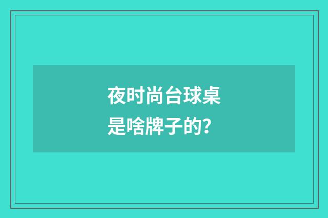 夜时尚台球桌是啥牌子的？