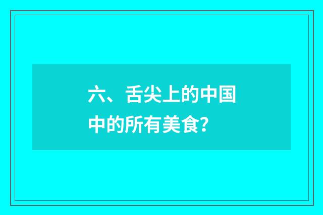 六、舌尖上的中国中的所有美食？