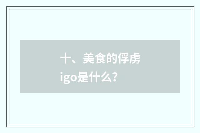 十、美食的俘虏igo是什么？