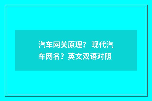 汽车网关原理？ 现代汽车网名？英文双语对照