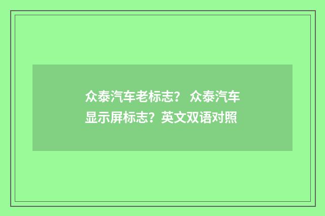 众泰汽车老标志？ 众泰汽车显示屏标志？英文双语对照