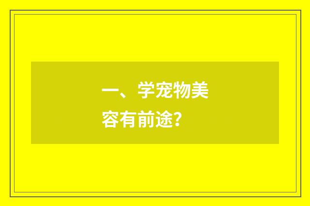 一、学宠物美容有前途？