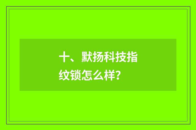 十、默扬科技指纹锁怎么样？