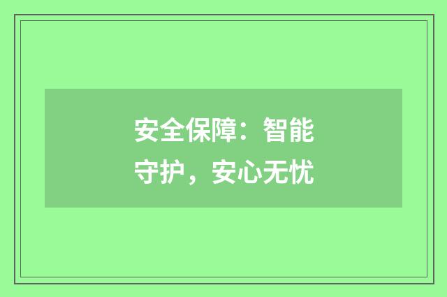 安全保障：智能守护，安心无忧