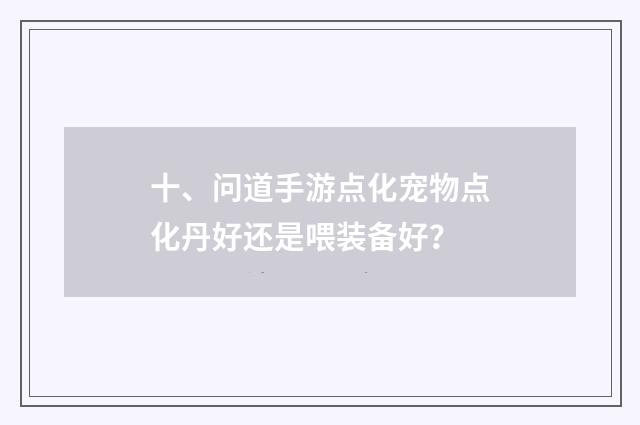 十、问道手游点化宠物点化丹好还是喂装备好？