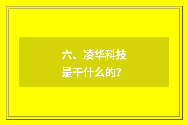 六、凌华科技是干什么的？