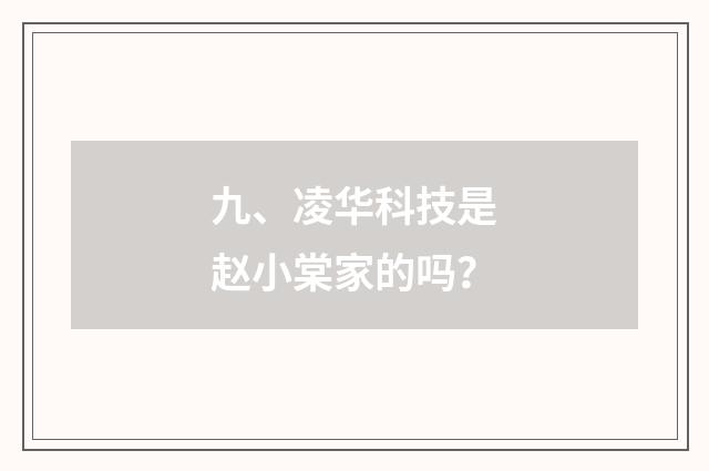 九、凌华科技是赵小棠家的吗？