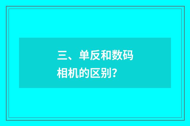 三、单反和数码相机的区别？