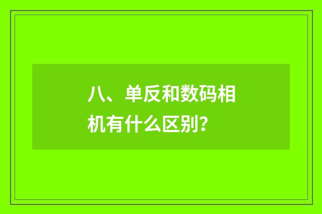 八、单反和数码相机有什么区别？