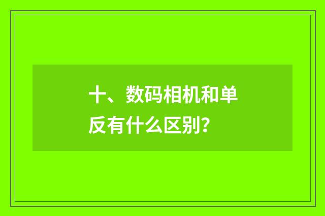 十、数码相机和单反有什么区别？
