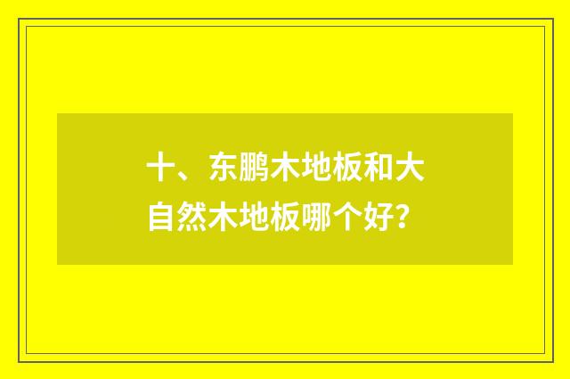 十、东鹏木地板和大自然木地板哪个好？