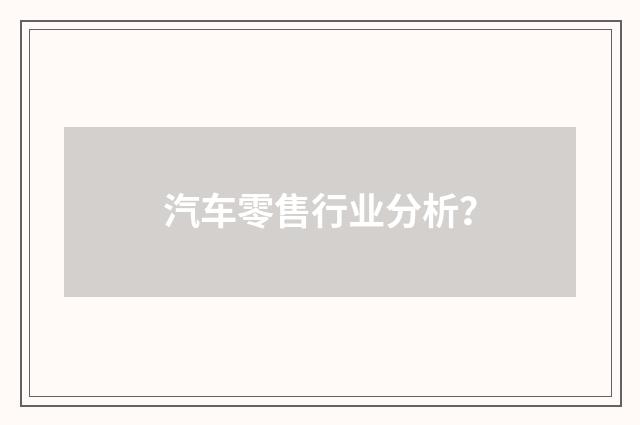 汽车零售行业分析？