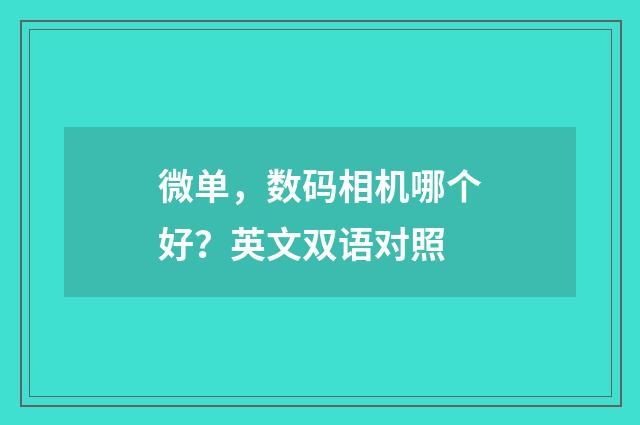 微单，数码相机哪个好？英文双语对照