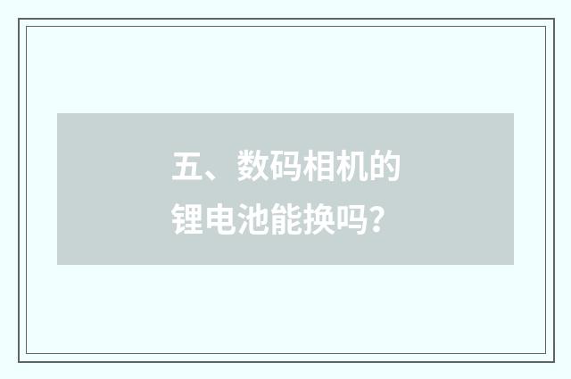 五、数码相机的锂电池能换吗？