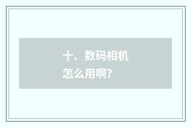 十、数码相机怎么用啊？