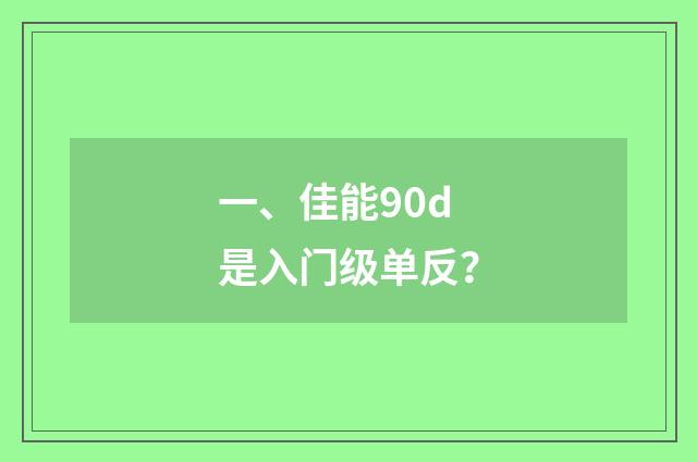一、佳能90d是入门级单反?