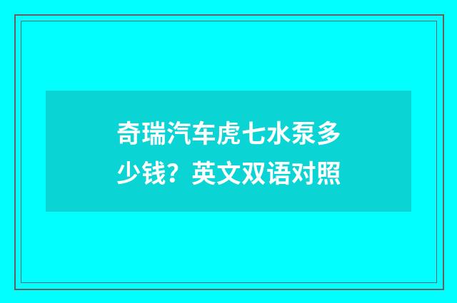 奇瑞汽车虎七水泵多少钱？英文双语对照