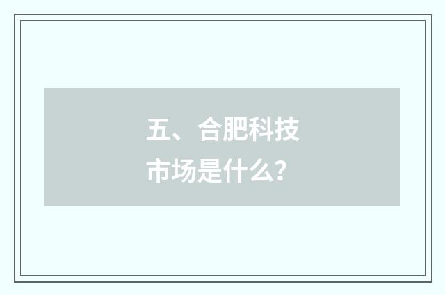 五、合肥科技市场是什么？