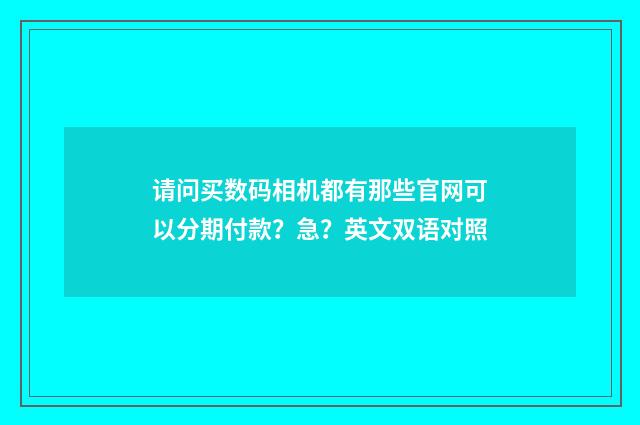请问买数码相机都有那些官网可以分期付款？急？英文双语对照