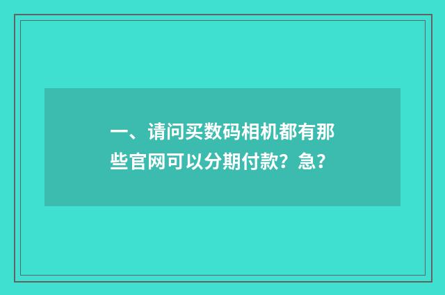 一、请问买数码相机都有那些官网可以分期付款?急?