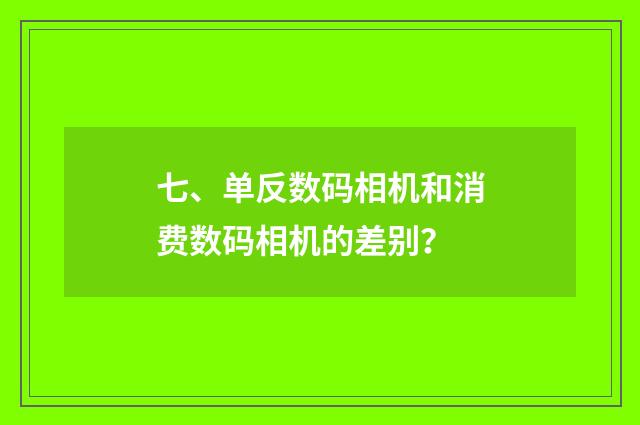 七、单反数码相机和消费数码相机的差别？