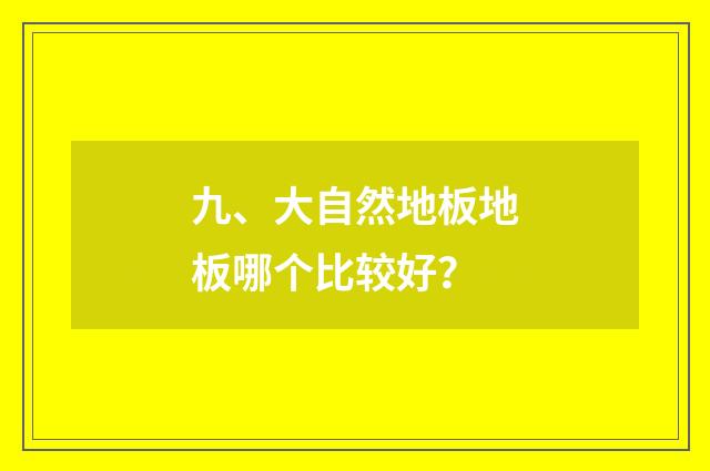 九、大自然地板地板哪个比较好？