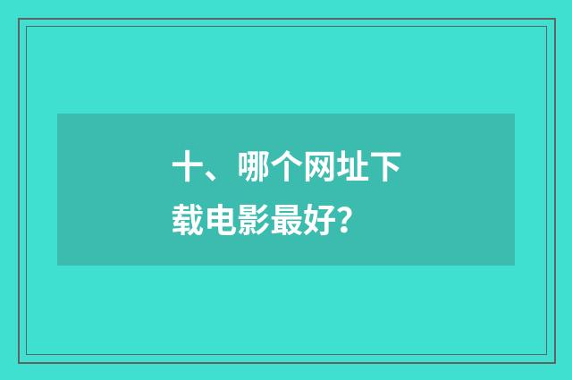 十、哪个网址下载电影最好？