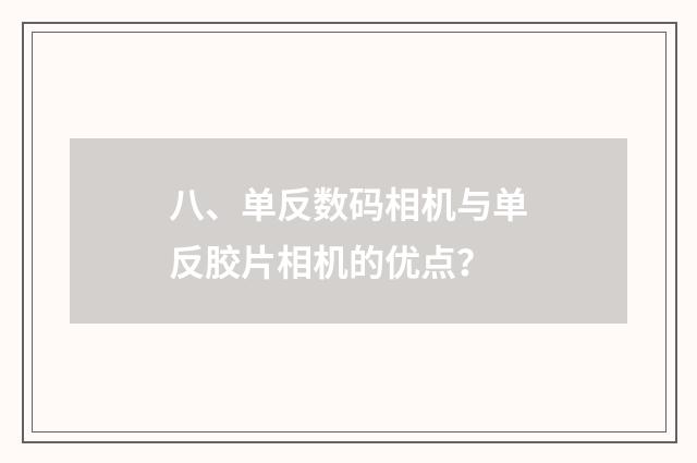 八、单反数码相机与单反胶片相机的优点？