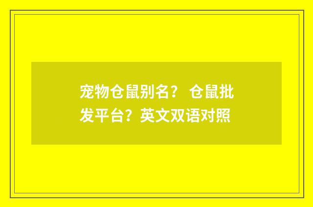 宠物仓鼠别名？ 仓鼠批发平台？英文双语对照