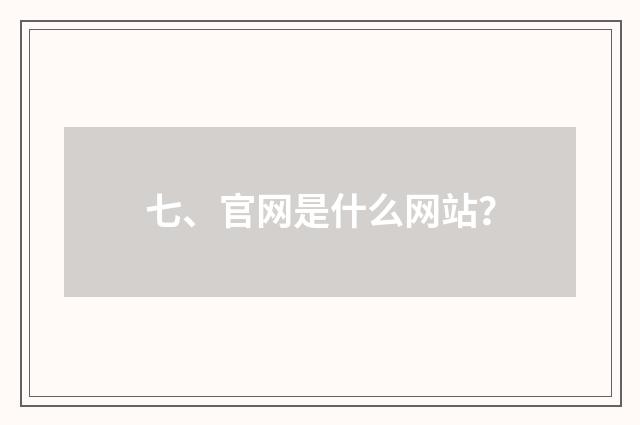七、官网是什么网站？