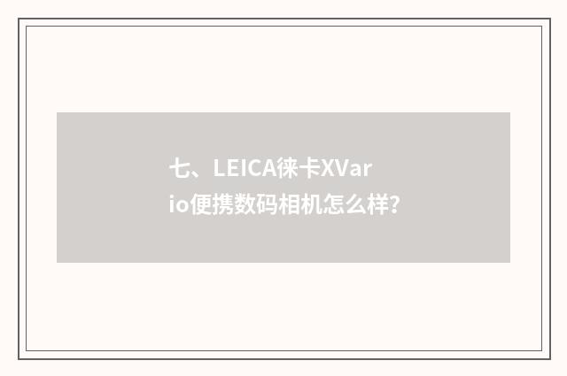 七、LEICA徕卡XVario便携数码相机怎么样？