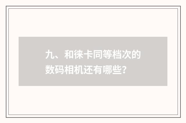 九、和徕卡同等档次的数码相机还有哪些？