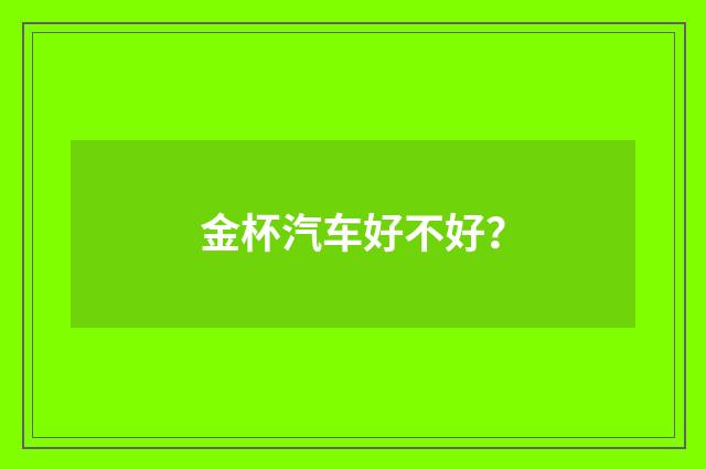 金杯汽车好不好？