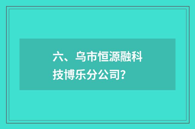 六、乌市恒源融科技博乐分公司？