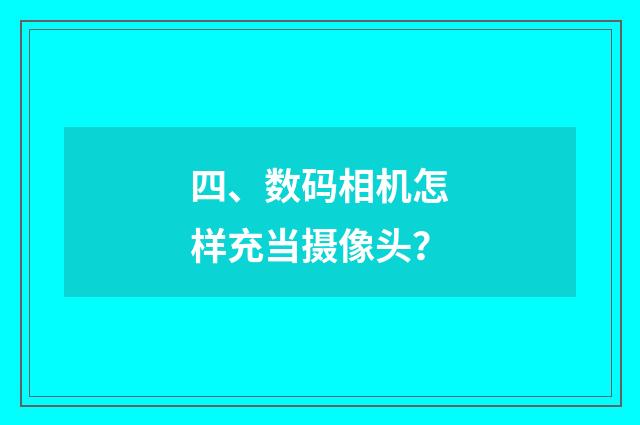 四、数码相机怎样充当摄像头？