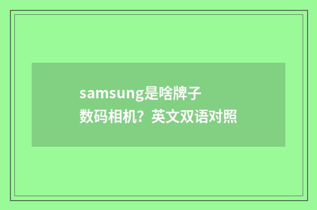 samsung是啥牌子数码相机？英文双语对照