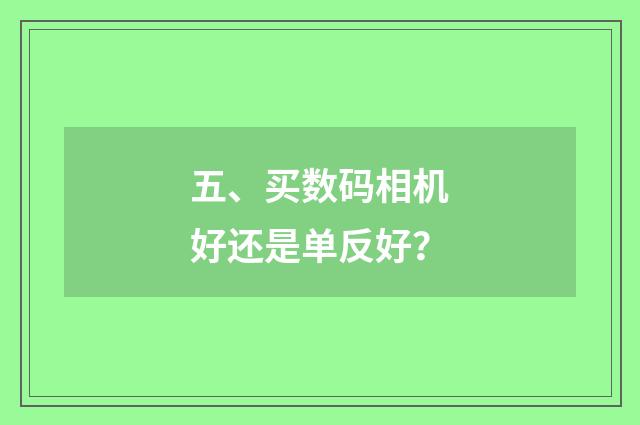 五、买数码相机好还是单反好？