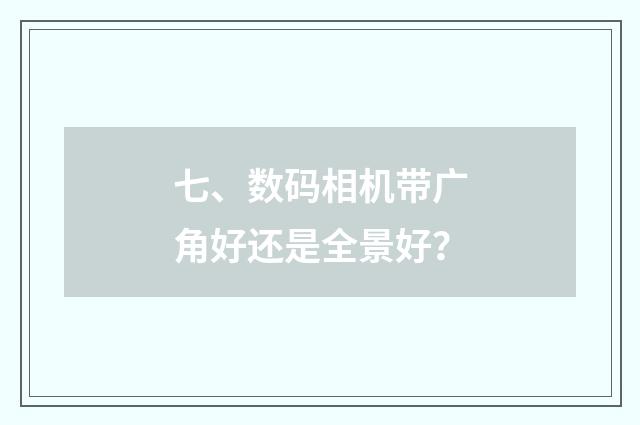 七、数码相机带广角好还是全景好？